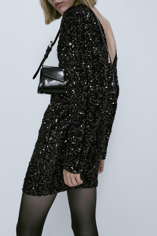 Robe courte à sequins - Noir