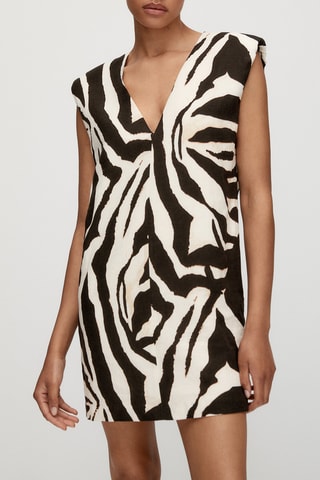 Robe courte imprimé zèbre - Noir et écru