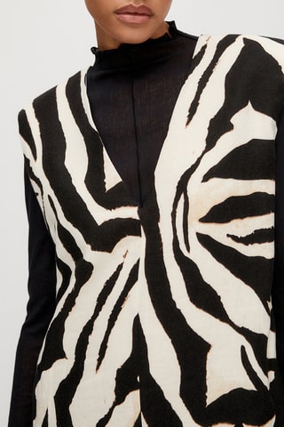 Robe courte imprimé zèbre - Noir et écru