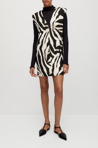Robe courte imprimé zèbre - Noir et écru