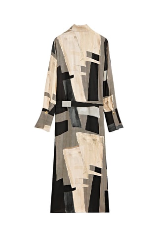 Robe fluide imprimée - Ecru et noir