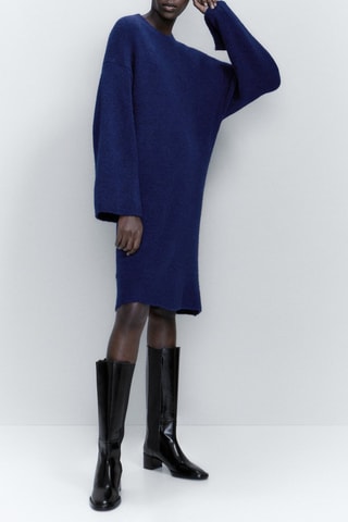 Robe courte manches ballon - Bleu marine