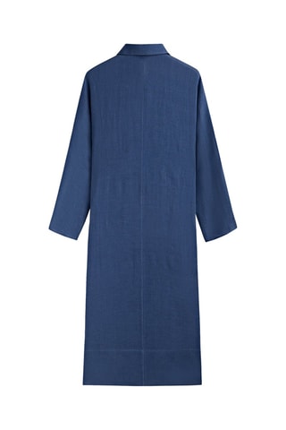Maxi chemisier 100% lin - Bleu marine
