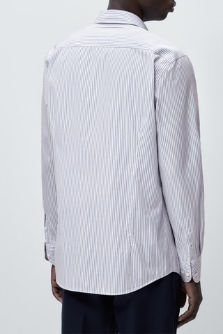 Chemise en popeline de coton micro-rayures slim fit - Ciel