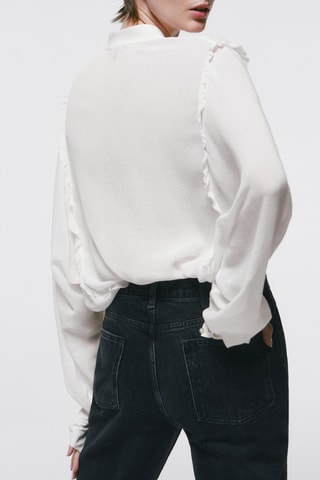 Chemisier à volants sur les côtés - Blanc
