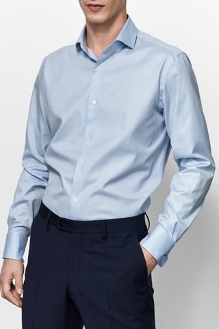 Chemise droite poignet double - Ciel