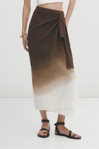 Jupe midi paréo rustique dégradé - Marron
