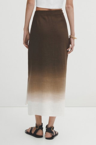 Jupe midi paréo rustique dégradé - Marron