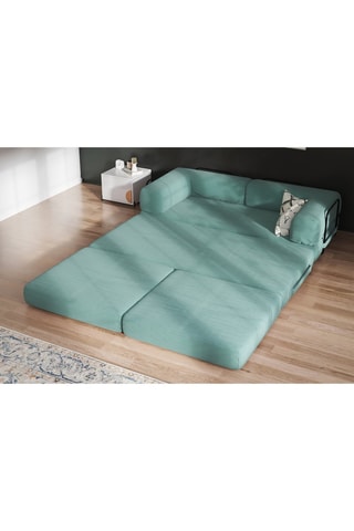 Slaapzetel met Poef Smart - Zeegroen - 2 Zitplaatsen - Velours