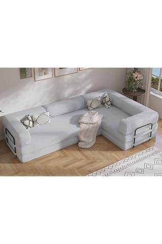 HoekslaapzetelSmart - Grijs - 4 Zitplaatsen - Velours