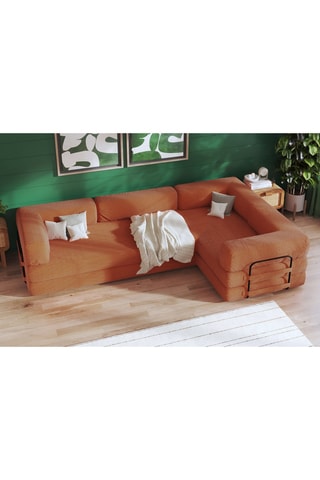 Hoekslaapzetel Smart - Bruin - 4 Zitplaatsen - Velours