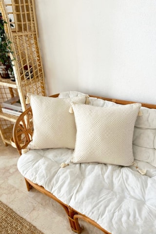 Sierkussen Buldansi - 43 x 43 cm - Beige en Blauw