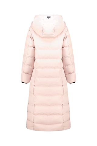 Doudoune longue à capuche Belenana - Rose poudré