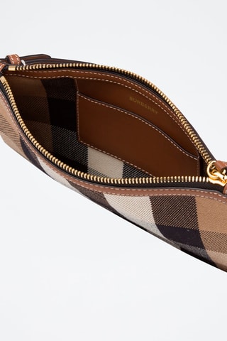 Pochette en cuir New Peyton Check - Taupe