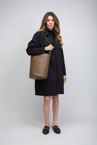 Sac seau en cuir Medium Bucket Lgl - Marron