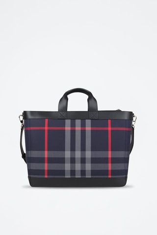 Cabas en cuir Ormond Check Bin - Bleu marine