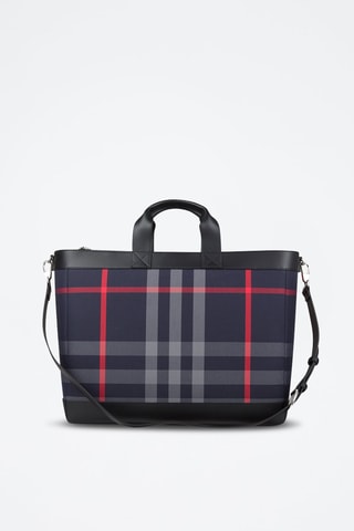 Cabas en cuir Ormond Check Bin - Bleu marine