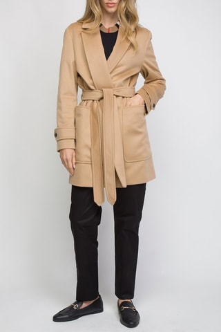 Manteau en laine et cachemire Sherringham short A23O - Camel