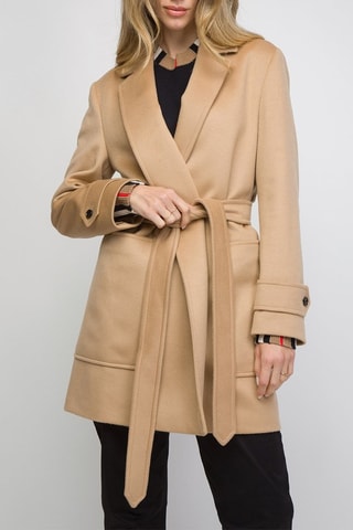 Manteau en laine et cachemire Sherringham short A23O - Camel