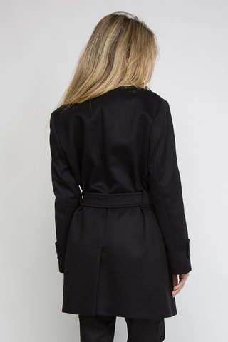 Manteau en laine et cachemire Sherringham short A23O - Noir