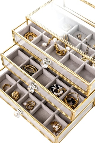 Sieradendoos Duisburg - Transparant, Goudkleurig en Grijs - Walter Bach