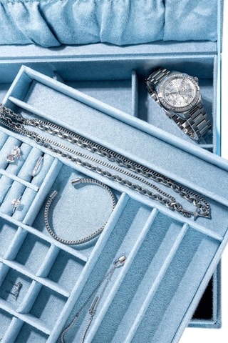 Velours Sieradendoos - Blauw - Somm