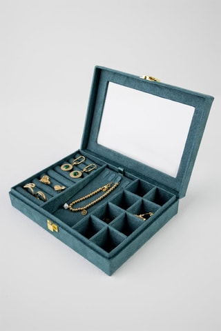 Velours Sieradendoos - Petrolblauw - Walter Bach