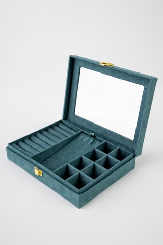 Velours Sieradendoos - Petrolblauw - Walter Bach