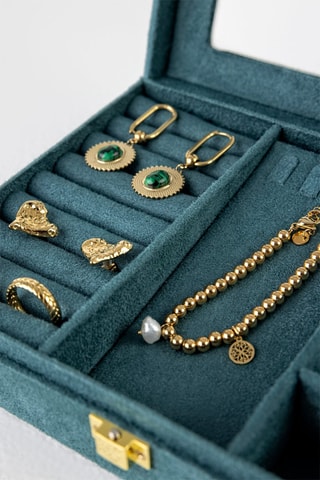 Velours Sieradendoos - Petrolblauw - Walter Bach