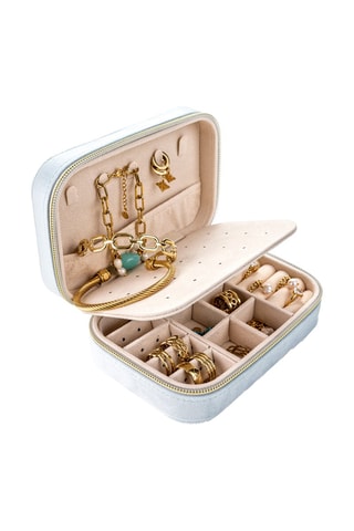 Sieradenkistje van fluweel Berlin - Lichtblauw - Somm