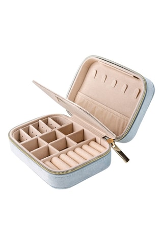 Sieradenkistje van fluweel Berlin - Lichtblauw - Somm