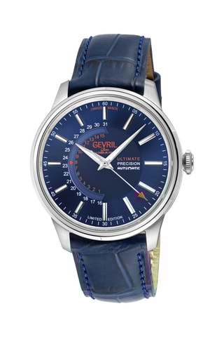 Relógio automático em couro Guggenheim Sellita SW200-1 Azul