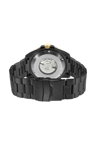 Relógio automático em couro Sellita SW200 - Preto e dourado