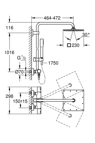 Colonne de douche avec mitigeur thermostatique Vitalio Joy XXL 230