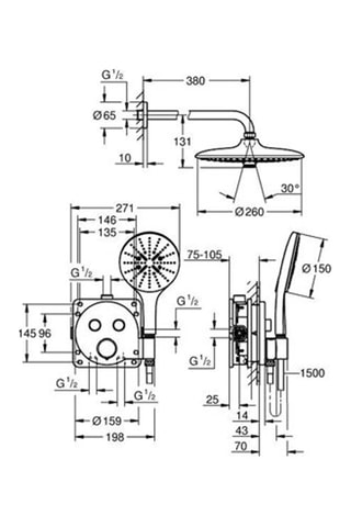 Conjunto Precisión empotrable cabezal redondo