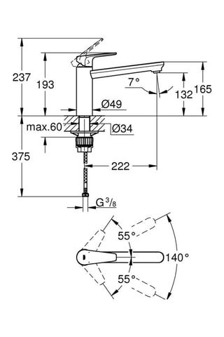 Grifo de fregadero de caño medio MDF Start Edge