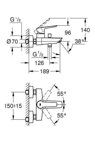 Grifo para bañera y ducha mural Start