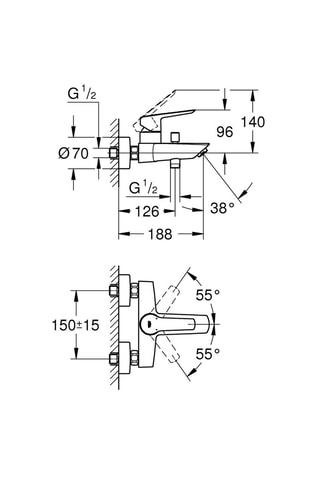 Mezclador para bañera y ducha
