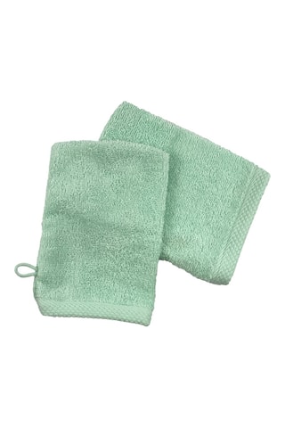 2 gants de toilette - Vert - 16 x 21 x 3 cm