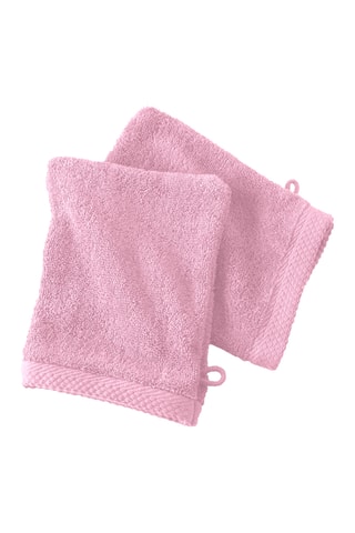 2 gants de toilette - Rose - 16 x 21 x 3 cm