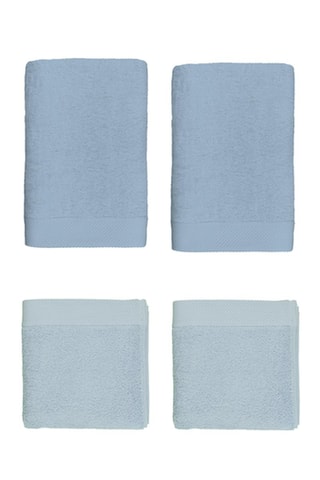 2 x asciugamano e 2 x telo bagno - Celeste - 50 x 100 e 100 x 150 cm