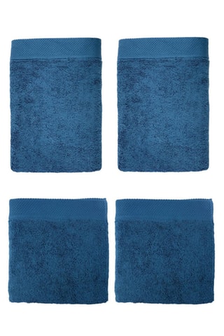 2 x asciugamano e 2 x telo bagno - Blu jeans - 50 x 100 e 100 x 150 cm