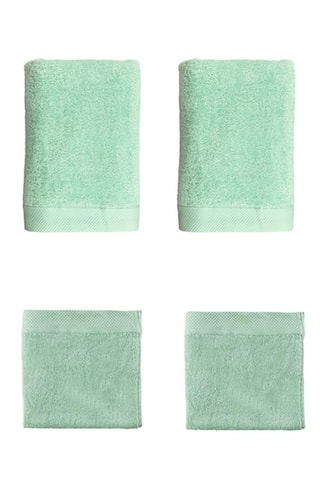 2 x asciugamano e 2 x telo bagno - Verde chiaro - 50 x 100 e 100 x 150 cm
