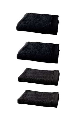 2 x asciugamano e 2 x telo bagno - Nero - 50 x 100 e 100 x 150 cm