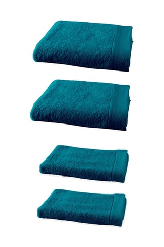 2 x asciugamano e 2 x telo bagno - Petrolio - 50 x 100 e 100 x 150 cm