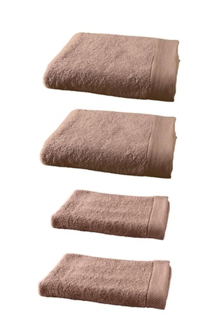 2 x asciugamano e 2 x telo bagno - Taupe - 50 x 100 e 100 x 150 cm