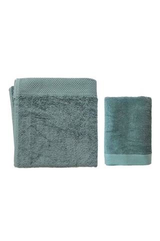 1 x asciugamano - Grigio - 50 x 100 cm e 1 x telo doccia - Blu - 70 x 140 cm