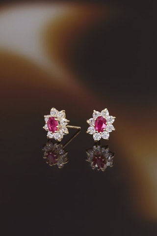 Orecchini Marguerite Rubis - Oro giallo e rubino