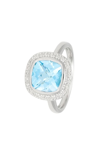 Ring Antique - Witgoud, Diamanten en Topaas