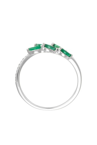 Ring Saule - Witgoud, Diamanten en Smaragden